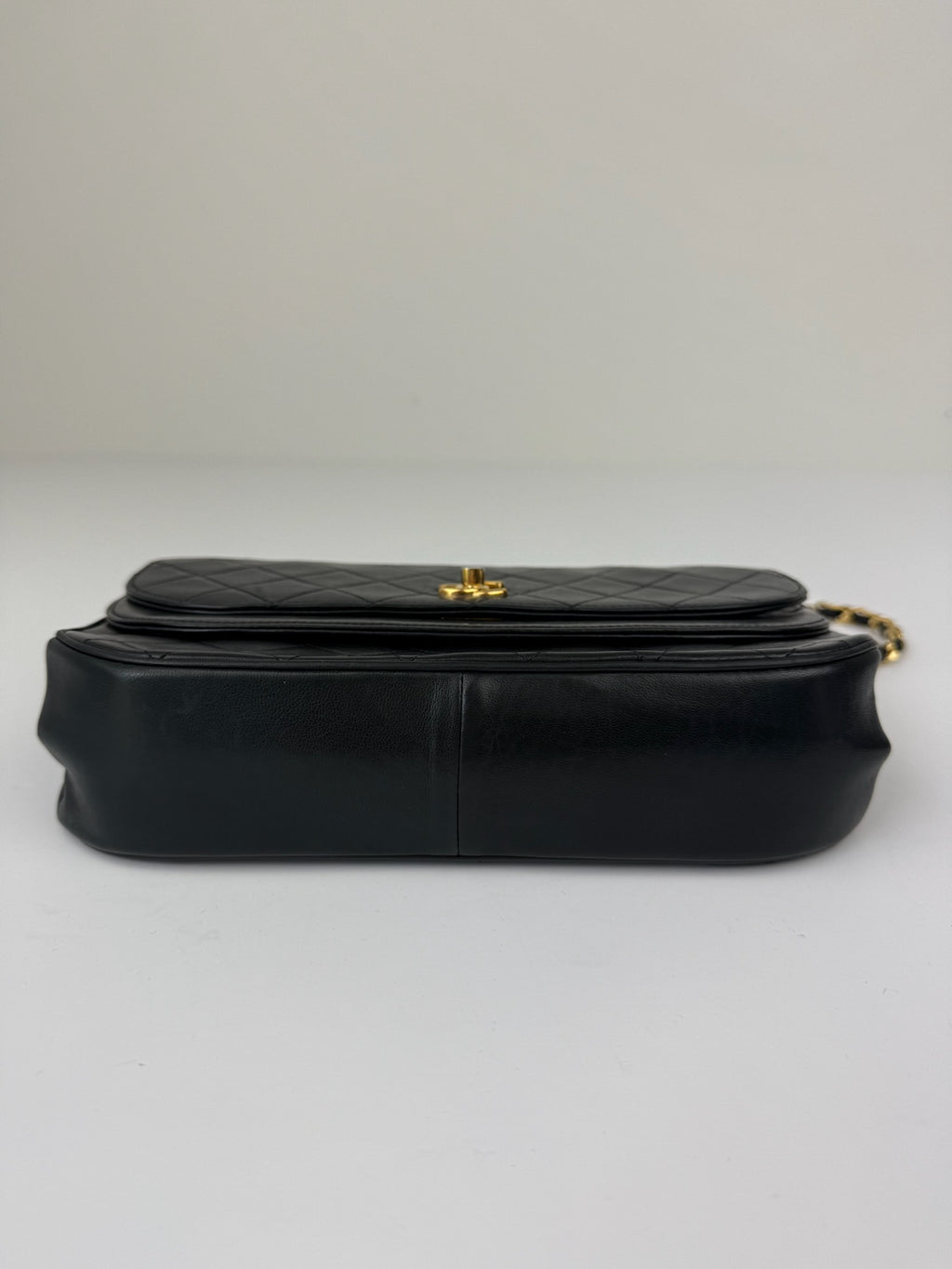 CHANEL MATELASSE HALF MOON DOUBLE FLAP CHAIN SHOULDERBAG