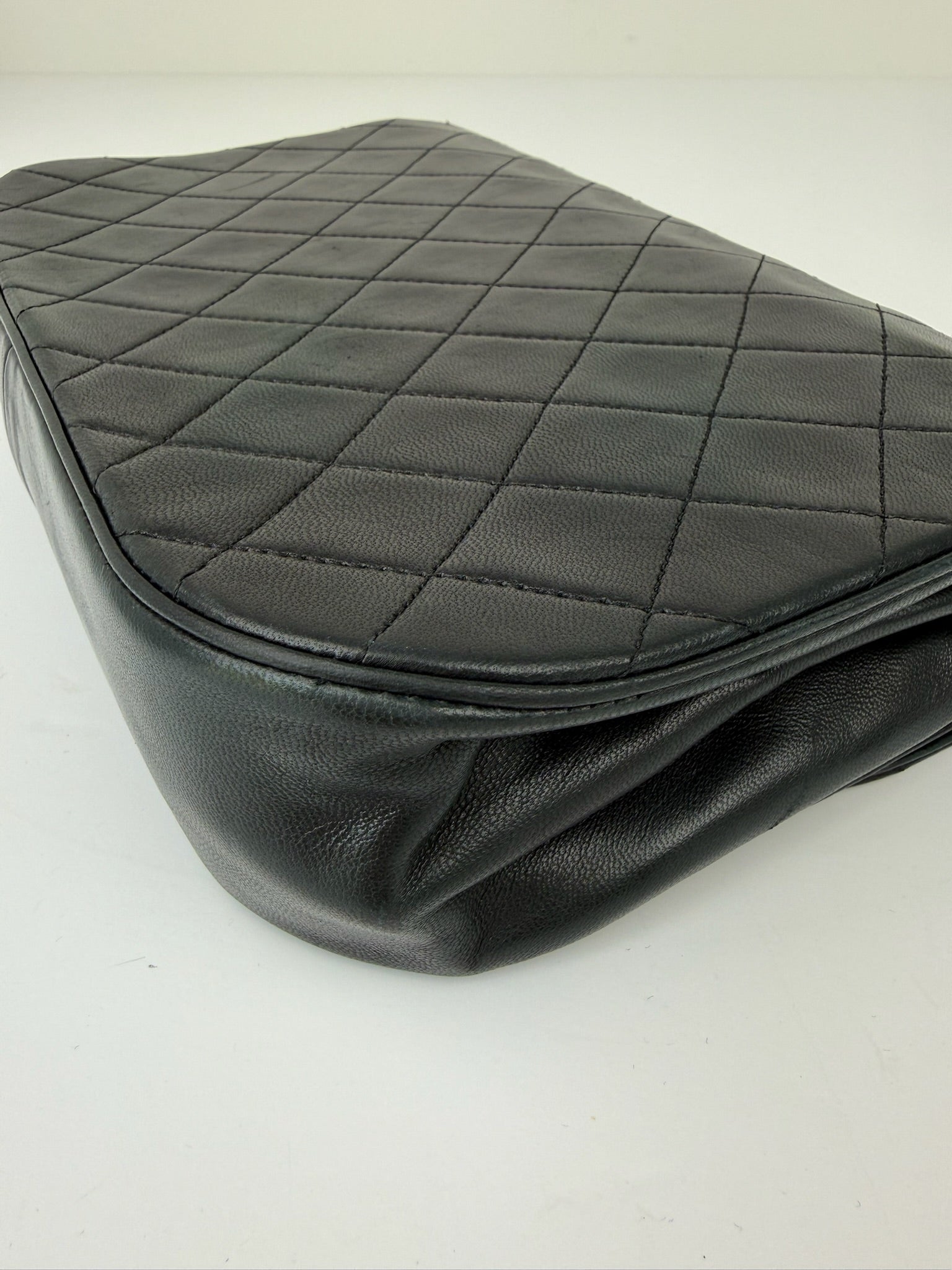 CHANEL MATELASSE HALF MOON DOUBLE FLAP CHAIN SHOULDERBAG