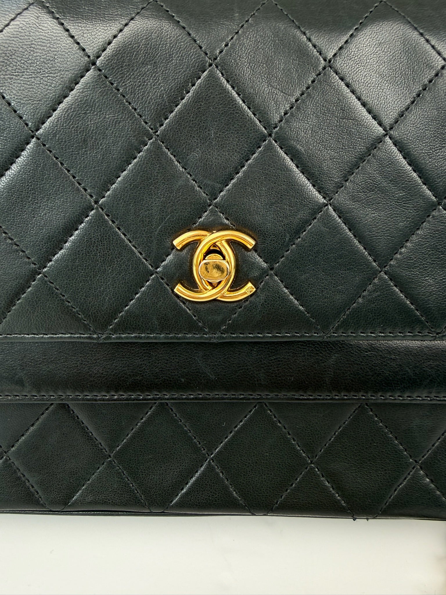 CHANEL MATELASSE HALF MOON DOUBLE FLAP CHAIN SHOULDERBAG