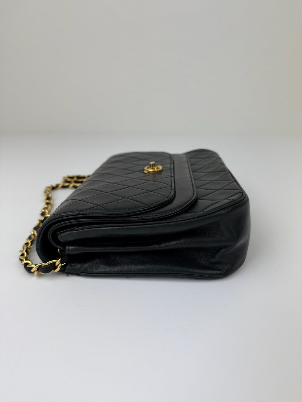 CHANEL MATELASSE HALF MOON DOUBLE FLAP CHAIN SHOULDERBAG