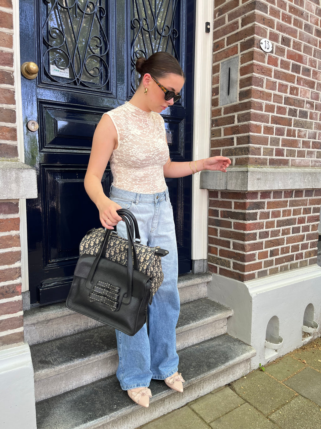 PRADA VITELLO DAINO TRIPLE BOW TOTE