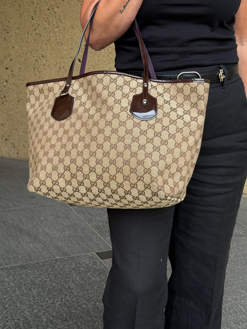 GUCCI SCHOULDER/TOTE BAG PATENT LEATHER