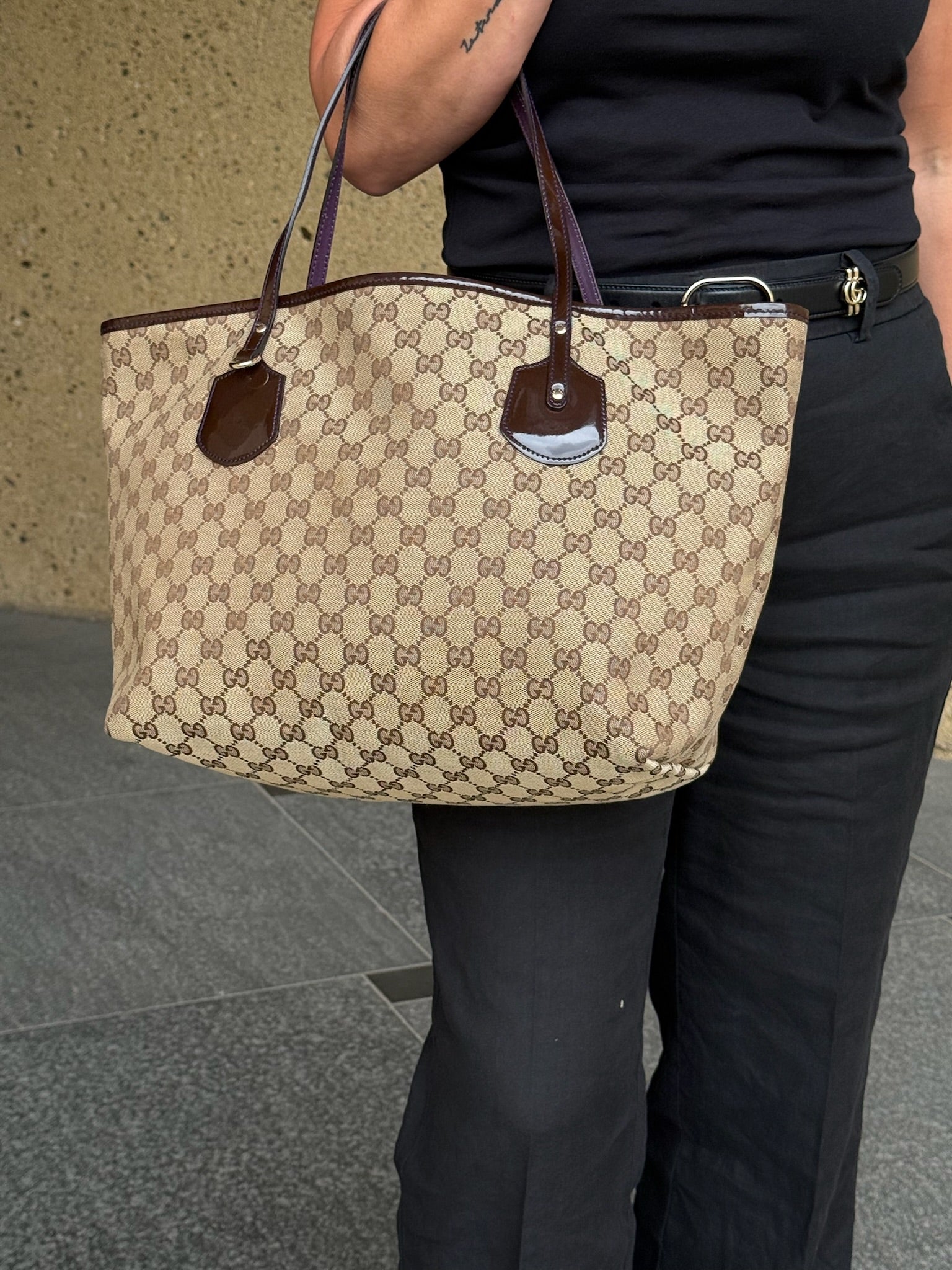 GUCCI SCHOULDER/TOTE BAG PATENT LEATHER