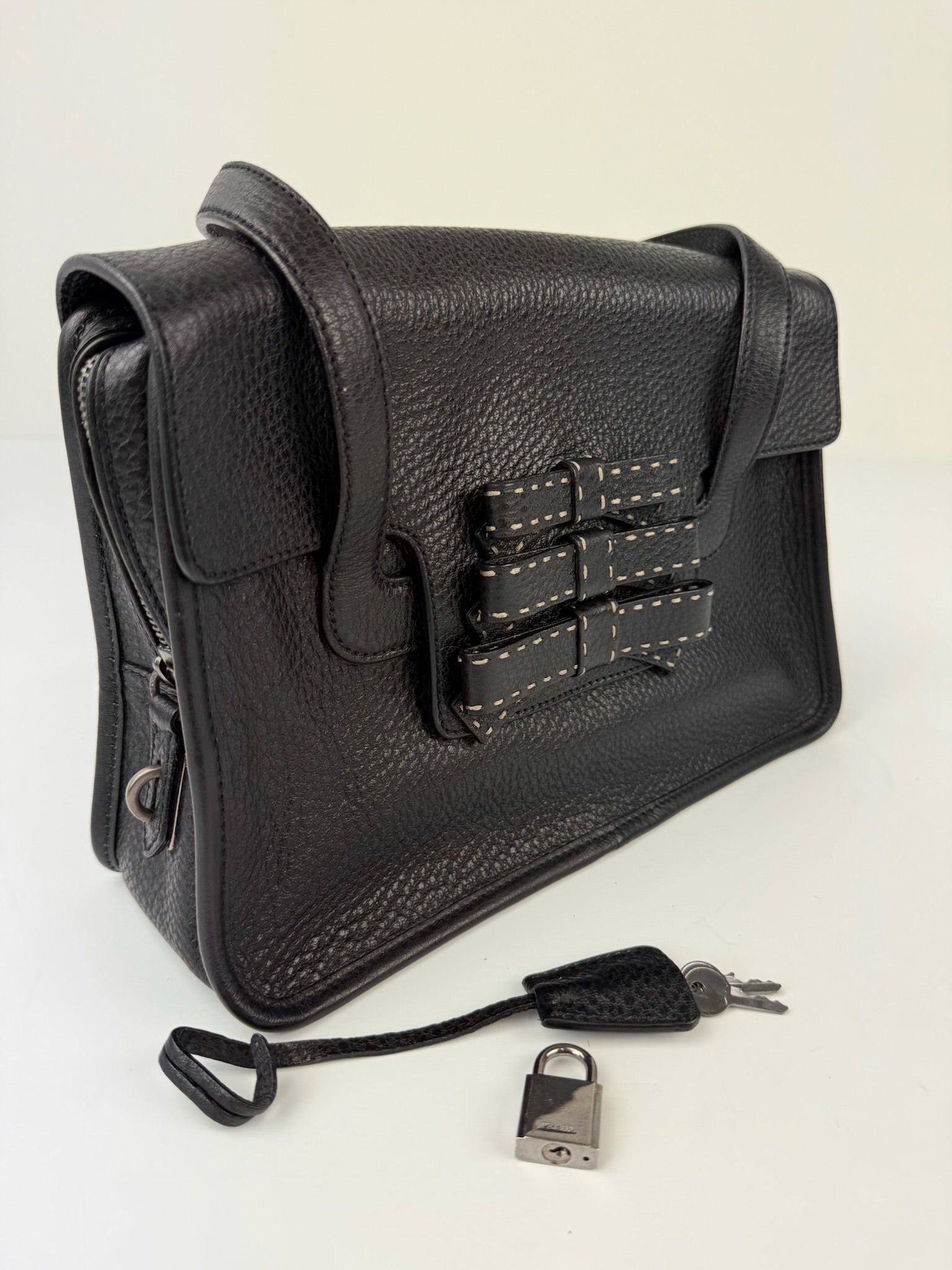 PRADA VITELLO DAINO TRIPLE BOW TOTE